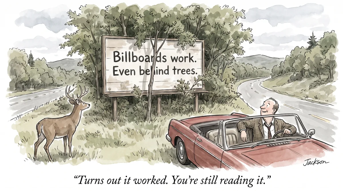 Billboards work. Even behind trees.