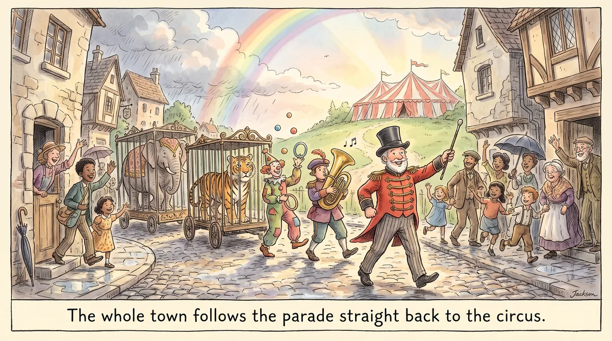 Free parade, daily. Rain or shine.