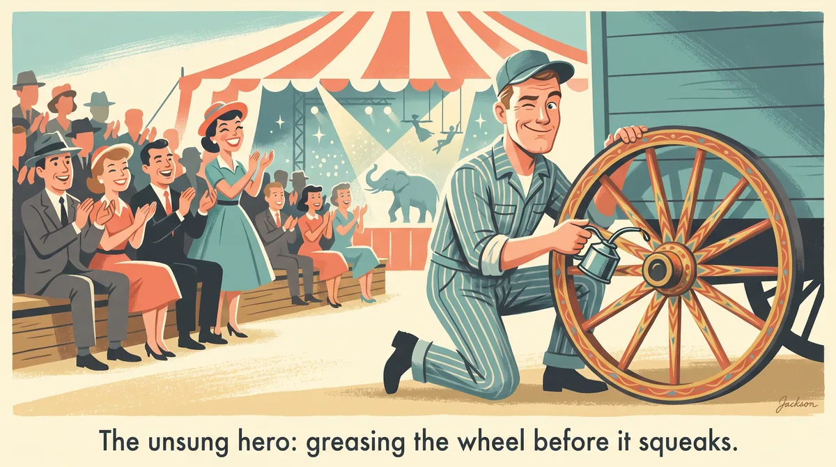 Nobody applauds the greased wheel