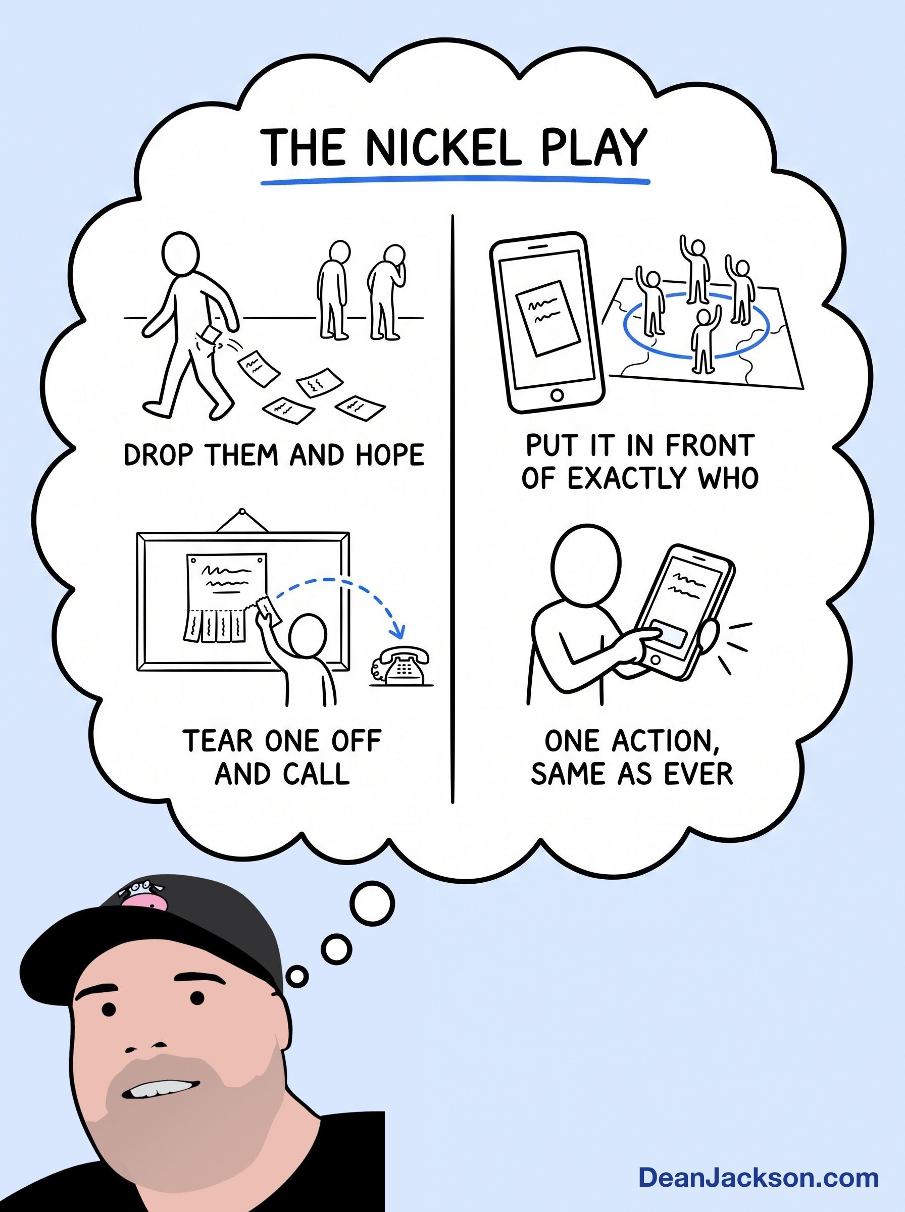 Episode 80 at a glance: These Old School Marketing Plays Actually Work Better Today. Key ideas illustrated as stick figures