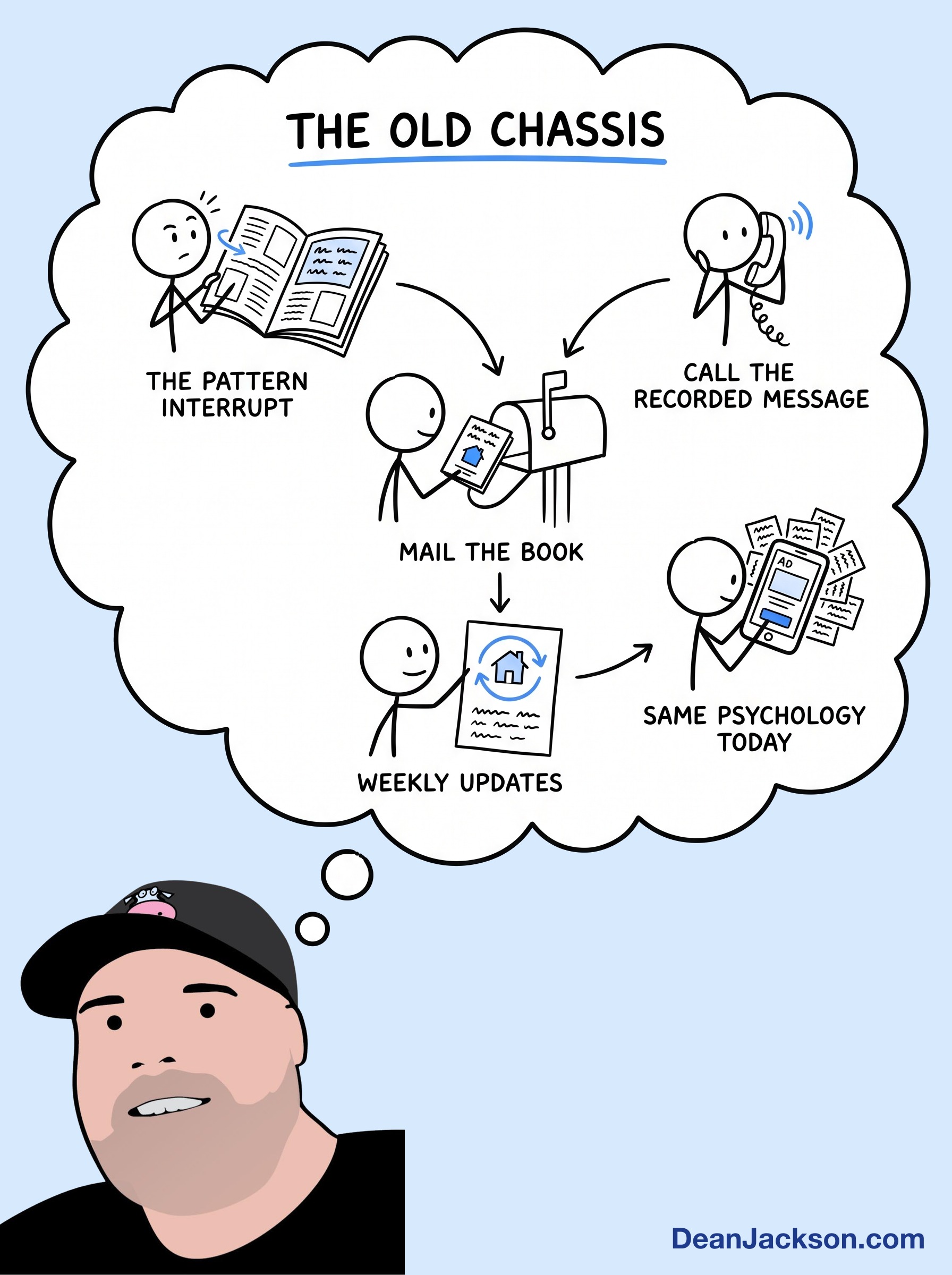 Episode 110 at a glance: The Internet Changed Everything… Except Why People Actually Buy. Key ideas illustrated as stick figures
