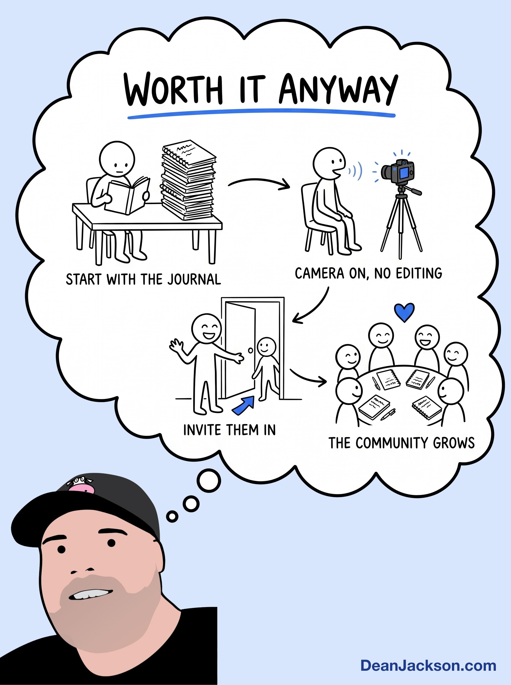 Episode 117 at a glance: I posted a daily video for 100 days…here’s how much YouTube paid me (So far). Key ideas illustrated as stick figures